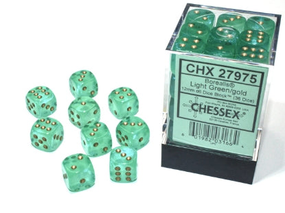 Chessex D6 Dice 12mm (36 Dice) (Various Colors)
